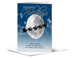 Christmas Holiday Santa and Sleigh Traveling Across the Moon Cards 5.50